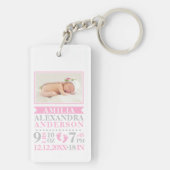 Gepersonaliseerde babymeisjes Roze grijze vleermui Sleutelhanger (achterkant)