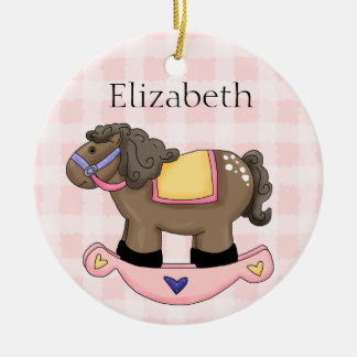 Gepersonaliseerde babymeisjesversiering keramisch ornament