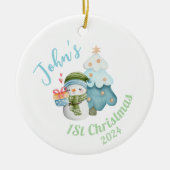 Gepersonaliseerde Baby's 1e kerst met foto Keramisch Ornament (Voorkant)