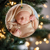 Gepersonaliseerde Baby's 1e kerst met foto Keramisch Ornament