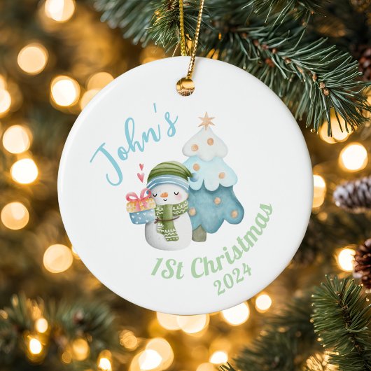 Gepersonaliseerde Baby's 1e kerst met foto Keramisch Ornament