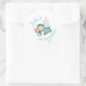 Gepersonaliseerde Baby's 1e kerst Ronde Sticker (Tas)