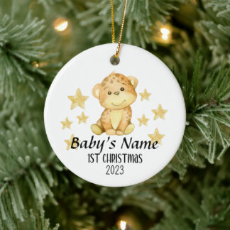 Gepersonaliseerde Baby's 1e Kerstversiering Keramisch Ornament