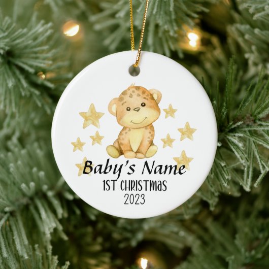Gepersonaliseerde Baby's 1e Kerstversiering Keramisch Ornament (Boom)
