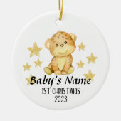Gepersonaliseerde Baby's 1e Kerstversiering Keramisch Ornament (Voorkant)