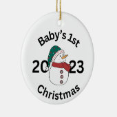 Gepersonaliseerde Baby's 1e Kerstversiering Keramisch Ornament (Rechts)