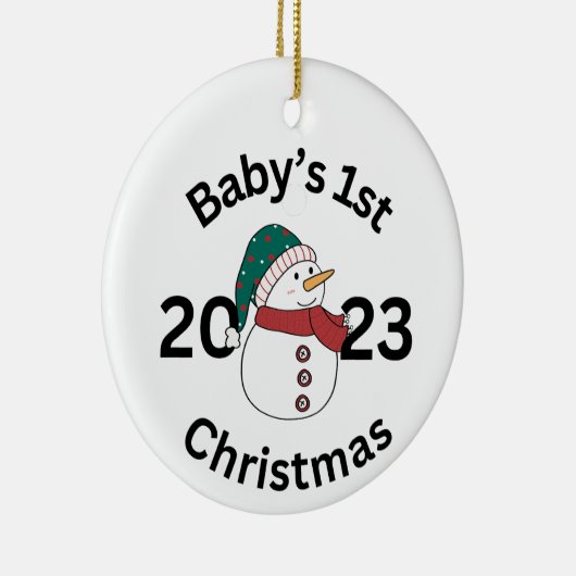 Gepersonaliseerde Baby's 1e Kerstversiering Keramisch Ornament (Rechts)