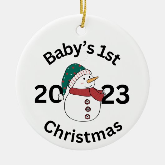 Gepersonaliseerde Baby's 1e Kerstversiering Keramisch Ornament (Voorkant)