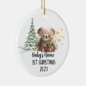 Gepersonaliseerde Baby's 1e Kerstversiering Keramisch Ornament (Rechts)