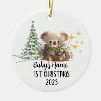 Gepersonaliseerde Baby's 1e Kerstversiering Keramisch Ornament