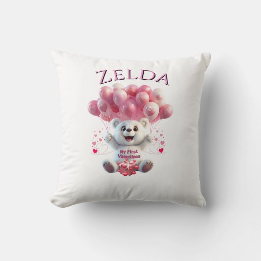 Gepersonaliseerde baby's 1e Valentijnsdag kussen (Voorkant)