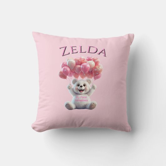 Gepersonaliseerde baby's 1e Valentijnsdag kussen (Voorkant)