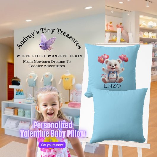 Gepersonaliseerde baby's 1e Valentijnsdag kussen