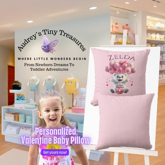 Gepersonaliseerde baby's 1e Valentijnsdag kussen