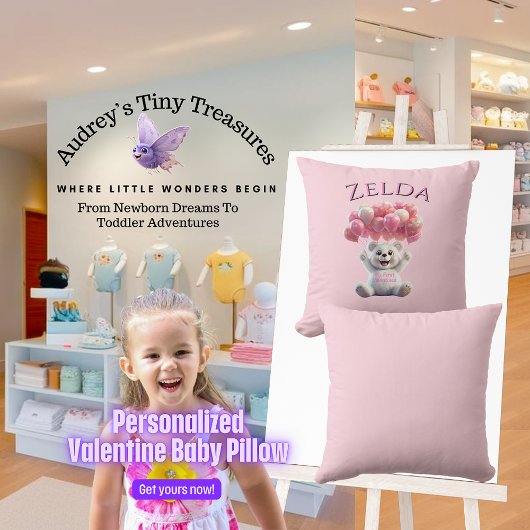 Gepersonaliseerde baby's 1e Valentijnsdag kussen