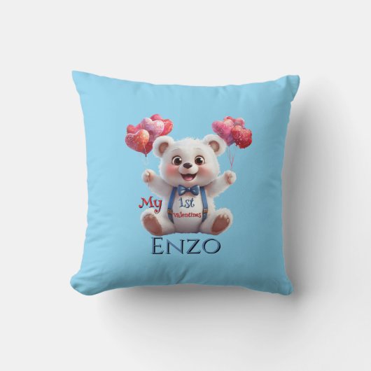 Gepersonaliseerde baby's 1e Valentijnsdag kussen (Voorkant)