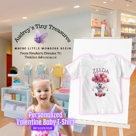 Gepersonaliseerde baby's 1e Valentijnsdag T-shirt