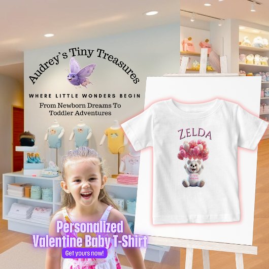 Gepersonaliseerde baby's 1e Valentijnsdag T-shirt
