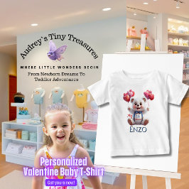 Gepersonaliseerde baby's 1e Valentijnsdag T-shirt