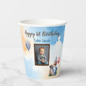 Gepersonaliseerde baby's 1e verjaardag welkom papieren bekers (Voorkant)