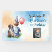 Gepersonaliseerde baby's 1e verjaardag welkom spandoek (Horizontaal)
