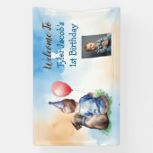 Gepersonaliseerde baby's 1e verjaardag welkom spandoek (Verticaal)