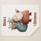 Gepersonaliseerde Baby's 1st Christmas Santa Sherpa Deken (Voorkant (horizontaal))