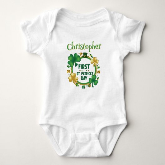 Gepersonaliseerde Baby's 1st St. Patrick's Day Bod Romper (Voorkant)