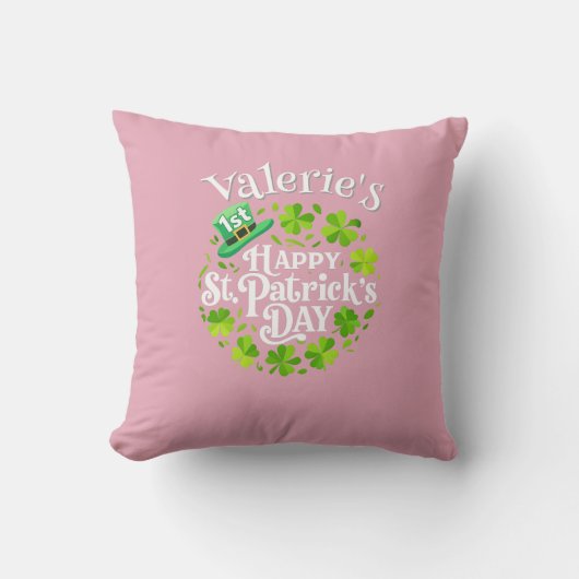 Gepersonaliseerde Baby's 1st St. Patrick's Day Kus Kussen (Voorkant)