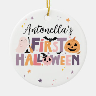 Gepersonaliseerde Baby's eerste Halloween Keramisch Ornament