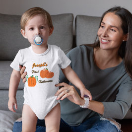 Gepersonaliseerde Baby's eerste Halloween-pompoen Romper