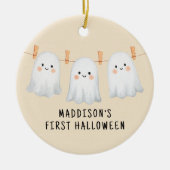 Gepersonaliseerde Baby's Eerste Halloween Schattig Keramisch Ornament (Voorkant)