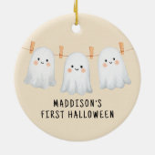 Gepersonaliseerde Baby's Eerste Halloween Schattig Keramisch Ornament (Achterkant)