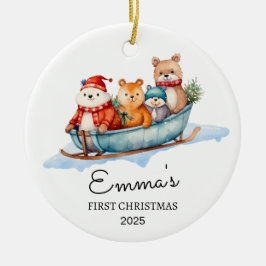 Gepersonaliseerde Baby's Eerste Kerst, Beren Gift Keramisch Ornament