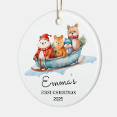 Gepersonaliseerde Baby's Eerste Kerst, Beren Gift Keramisch Ornament (Links)
