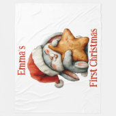 Gepersonaliseerde Baby's eerste kerst Bunny Fleece Deken (Voorkant)