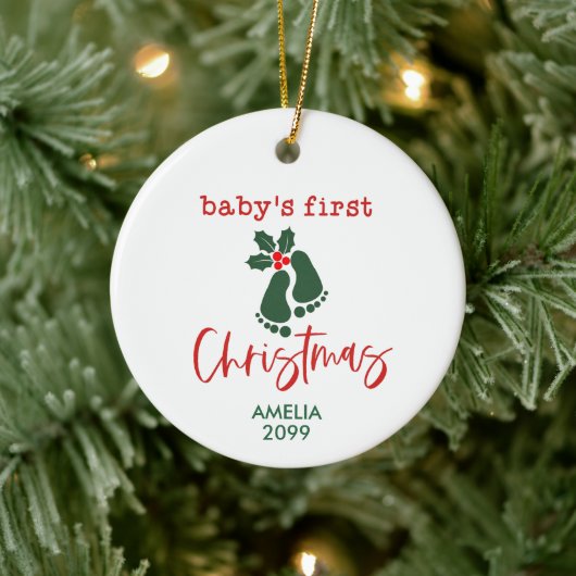 Gepersonaliseerde baby's eerste kerst Bunny Orname Keramisch Ornament (Boom)