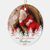 Gepersonaliseerde Baby's eerste kerst Keramisch Ornament (Links)