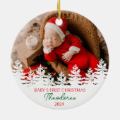 Gepersonaliseerde Baby's eerste kerst Keramisch Ornament (Achterkant)