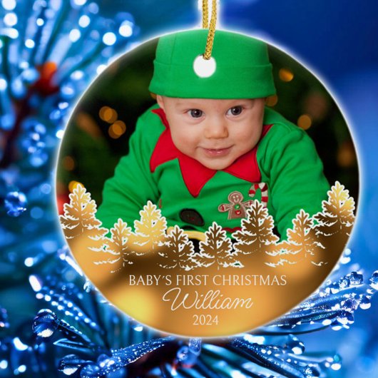 Gepersonaliseerde Baby's eerste kerst Keramisch Ornament
