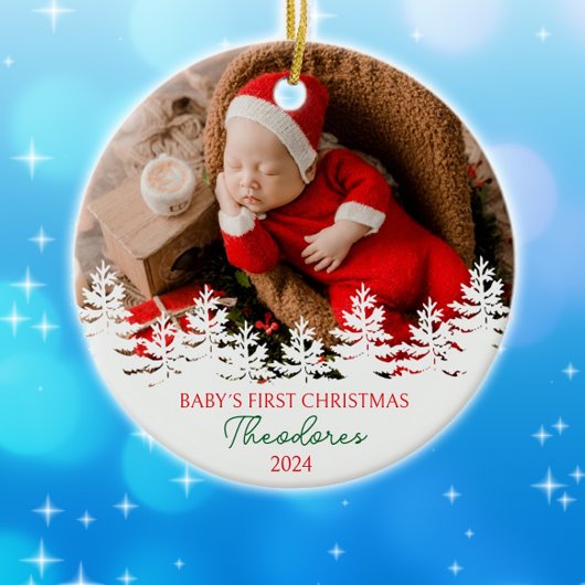 Gepersonaliseerde Baby's eerste kerst Keramisch Ornament