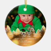 Gepersonaliseerde Baby's eerste kerst Keramisch Ornament (Voorkant)