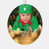 Gepersonaliseerde Baby's eerste kerst Keramisch Ornament (Links)