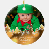 Gepersonaliseerde Baby's eerste kerst Keramisch Ornament (Achterkant)