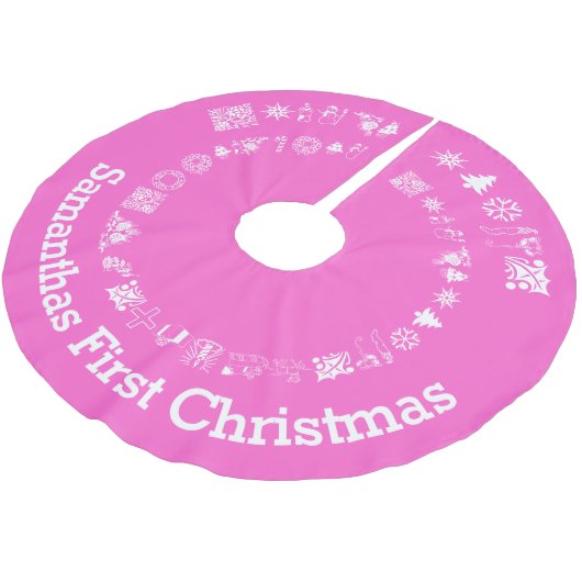 Gepersonaliseerde baby's eerste kerst kerstboom rok (Gekanteld)