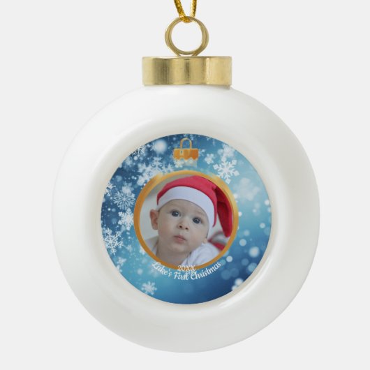 Gepersonaliseerde Baby's eerste kerst Ornament (Voorkant)