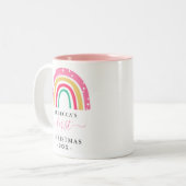 Gepersonaliseerde baby's eerste kerst Schattigee r Tweekleurige Koffiemok (Voorkant links)