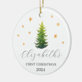 Gepersonaliseerde baby's eerste kerstboom keramisch ornament (Links)