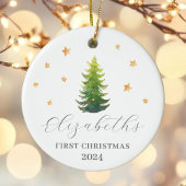 Gepersonaliseerde baby's eerste kerstboom keramisch ornament