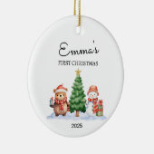 Gepersonaliseerde baby's eerste kerstcadeau, Beer  Keramisch Ornament (Rechts)